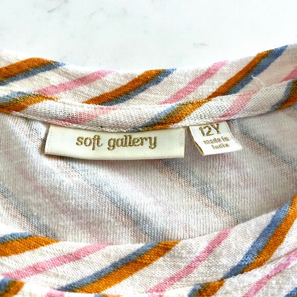 Soft Gallery Candy Stripe girls ecru summer short sleeve dress size 12 - Picture 6 of 9
